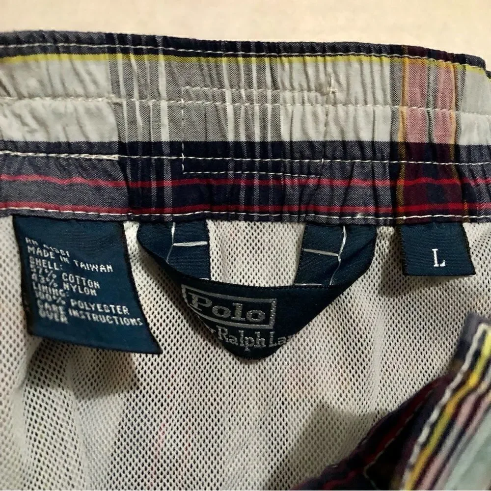 Ralph Lauren Polo Mens Plaid Cargo Pocket Swim Trunks Shorts (L)
